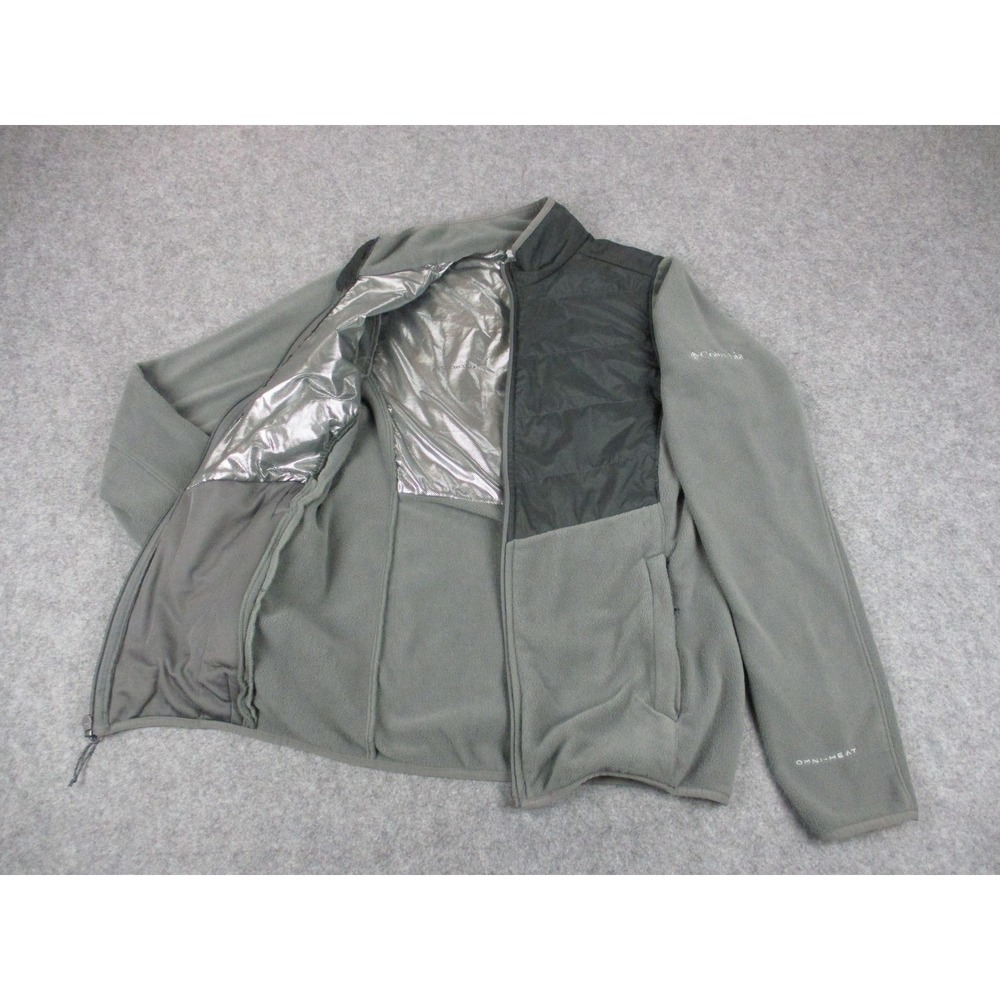 Columbia Jacket Mens XS Gray Omni-Heat Fleece Quilted Full Zip Thermal Coat
